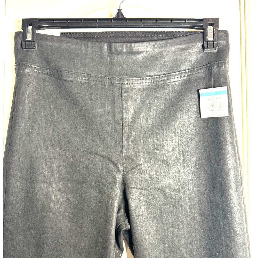 FRAME NWT $228 JetSet Coated Hi Rise Black Flare Pull-on Jean Size 2 - Picture 6 of 10